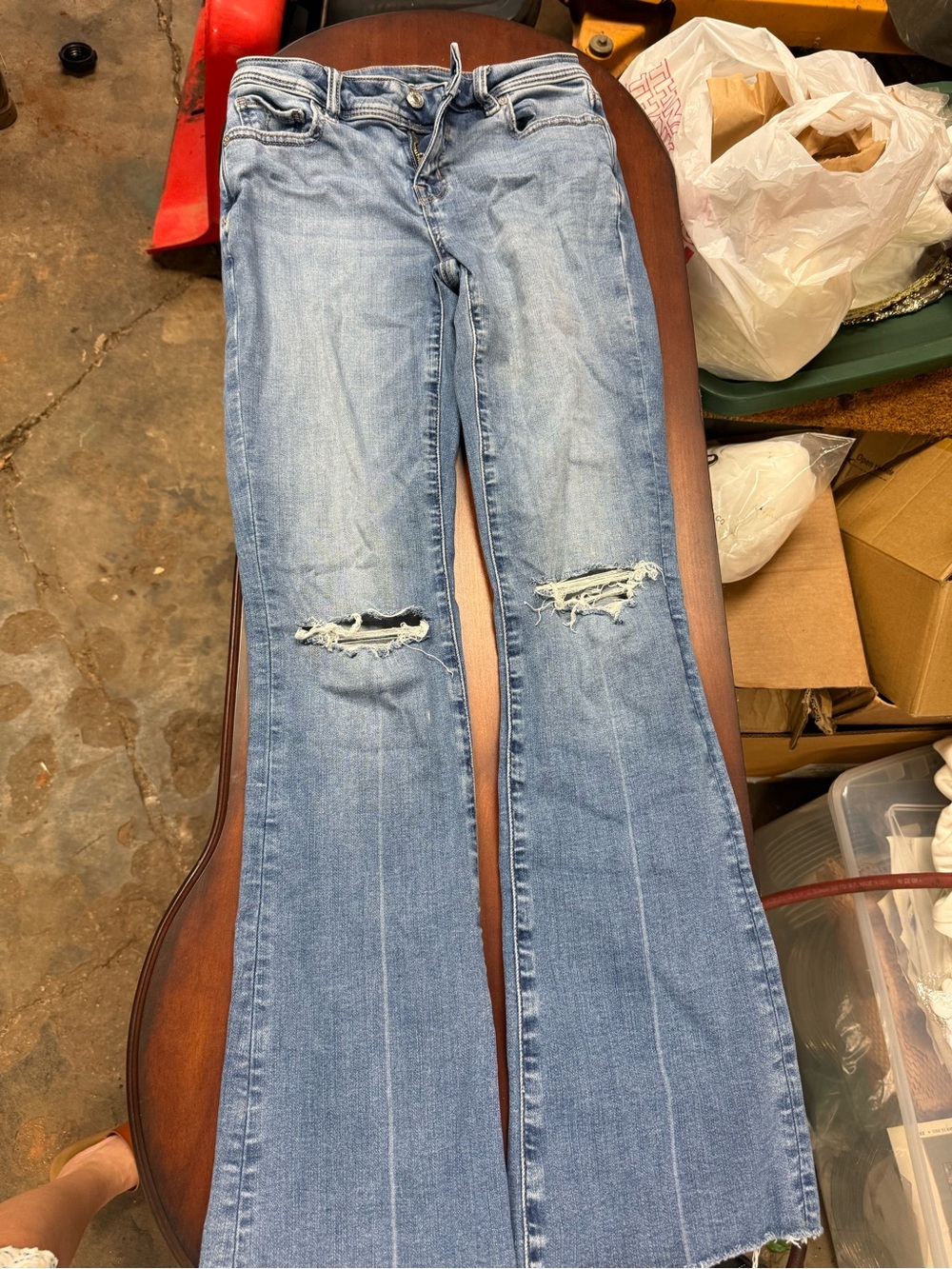 American Eagle Outfitters Light Blue Distressed Flare Jeans